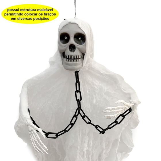 Enfeite Decorativo Assustador de Halloween Fantasma Caveira