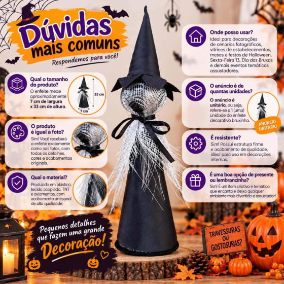 Enfeite Decorativo Bruxinha de Halloween