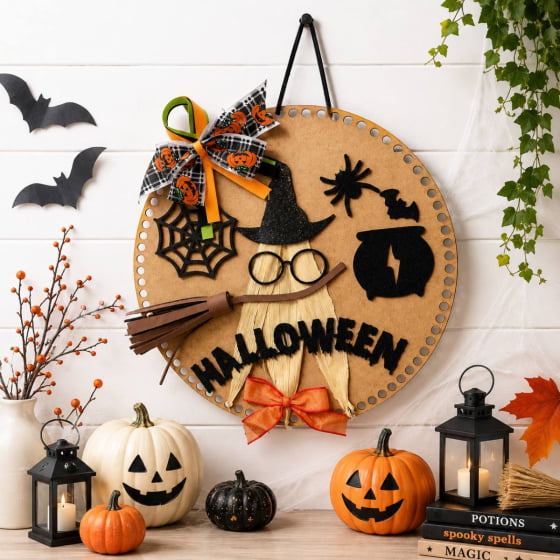 Enfeite Decorativo MDF Bruxinha Halloween