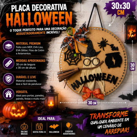 Enfeite Decorativo MDF Bruxinha Halloween