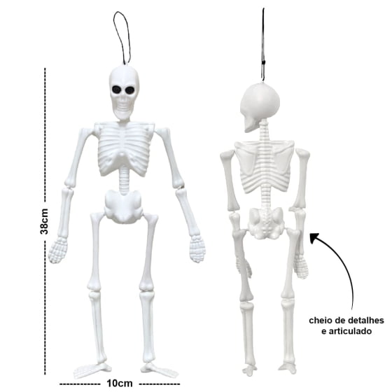 Esqueleto Caveira Plástico Decoração Halloween