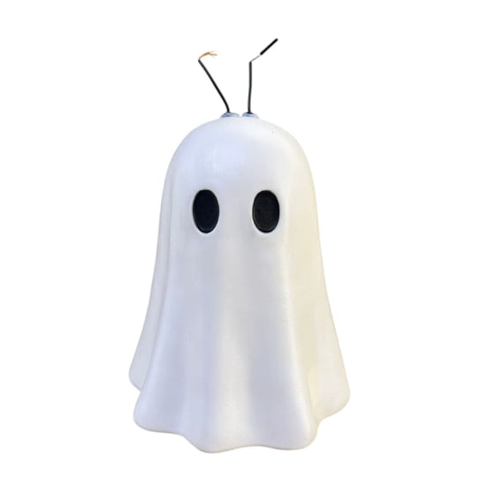Fantasma Boo Plástico Branco com Soquete Decoração de Halloween