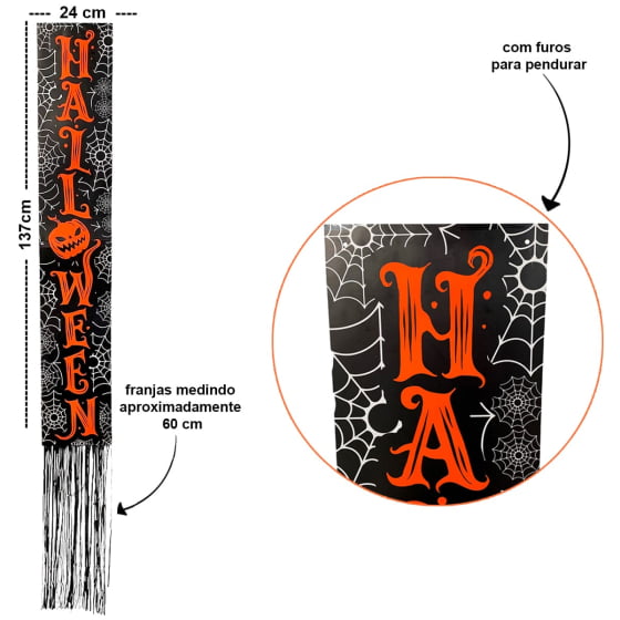 Kit 2 Faixas Decorativas Com Franjas Decoração De Halloween