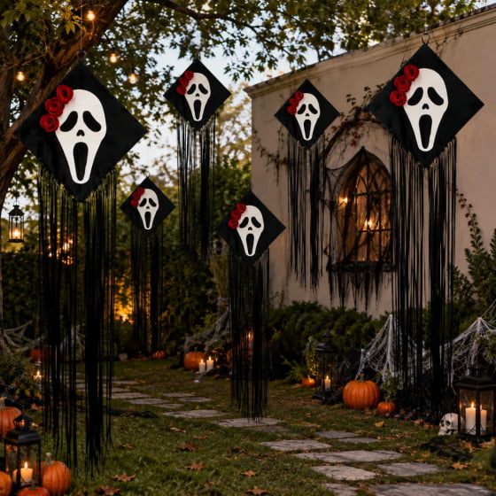 Kit 3 Fantasmas Pânico para Decoração de Halloween