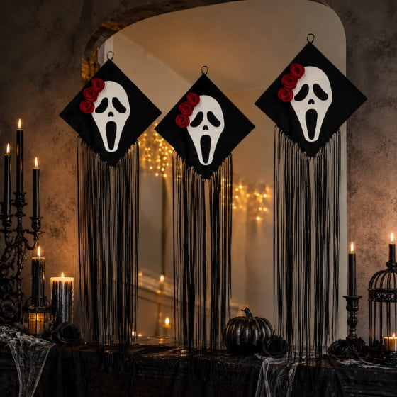 Kit 3 Fantasmas Pânico para Decoração de Halloween