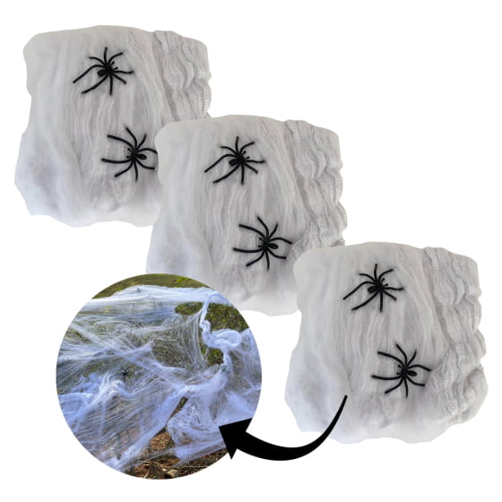 Kit 3 Teia De Aranha Branca Para Halloween 20 gramas Oferta