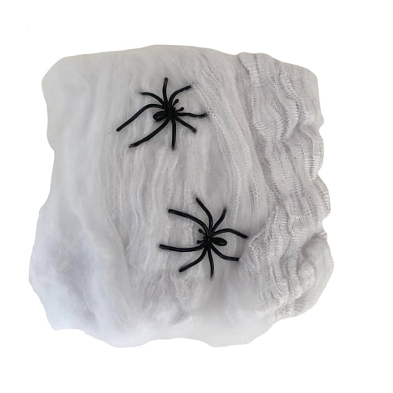 Kit 4 Pçs Decoração De Halloween Teia De Aranha Branca