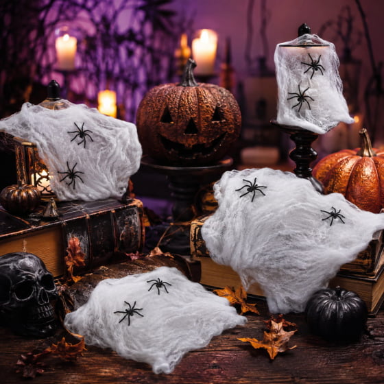 Kit 5 Teias de Aranha para Decoração de Halloween