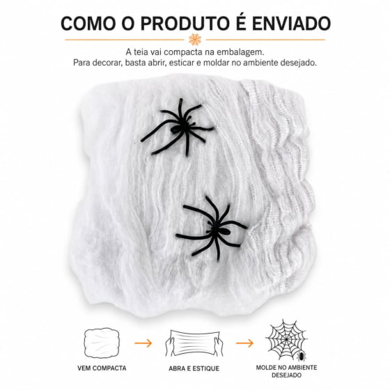 Kit Decoração de Halloween Aranha + Teia de Aranha + Fantasma