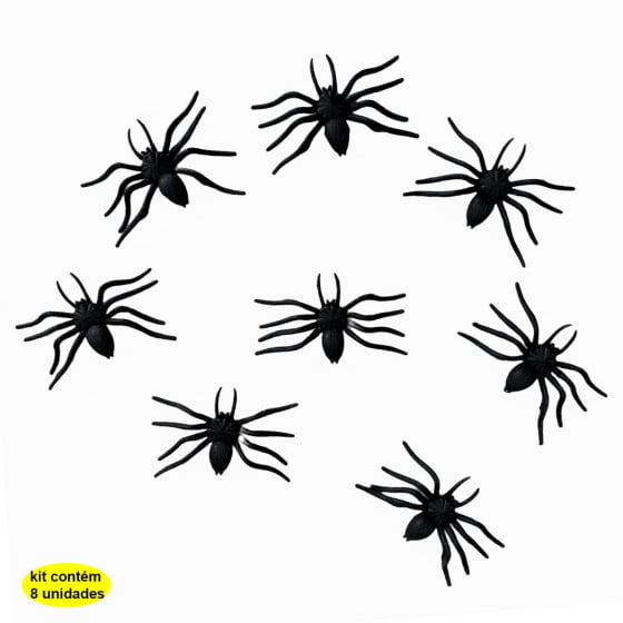 Kit Mini Aranhas Plásticas Decoração Halloween