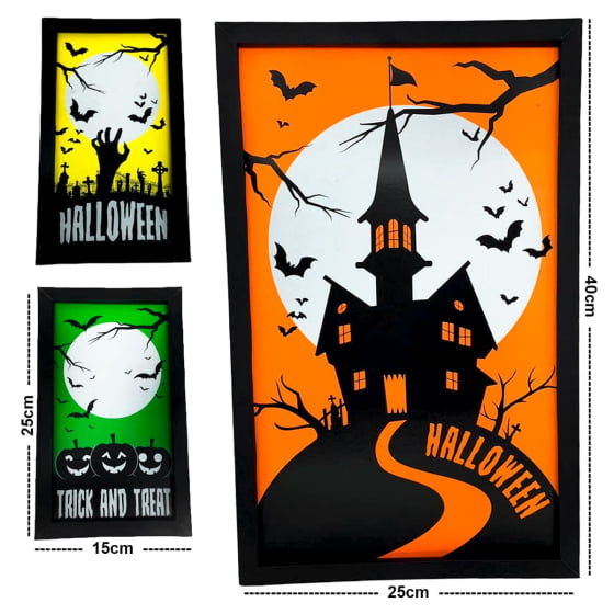 Kit Quadro Moldura Neon Decoração Halloween