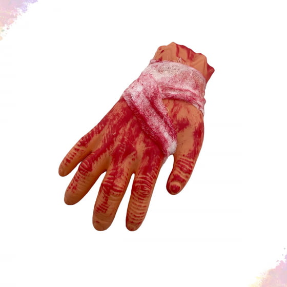 Mão Decepada Plástico com Sangue Halloween Importada