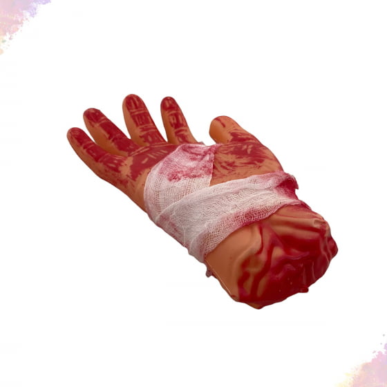 Mão Decepada Plástico com Sangue Halloween Importada