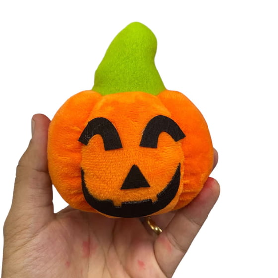 Mini Abóbora Pelúcia Laranja Decoração de Halloween