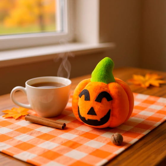Mini Abóbora Pelúcia Laranja Decoração de Halloween