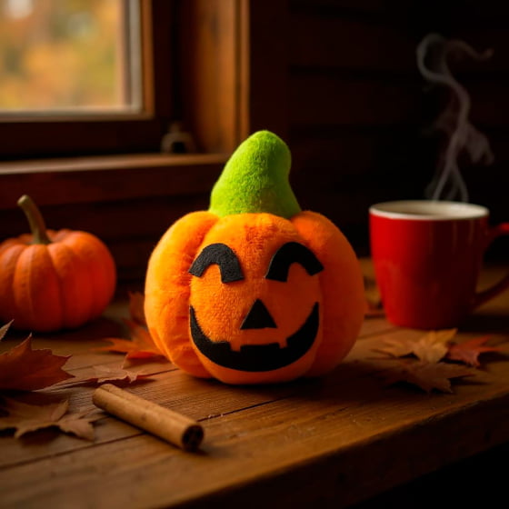 Mini Abóbora Pelúcia Laranja Decoração de Halloween