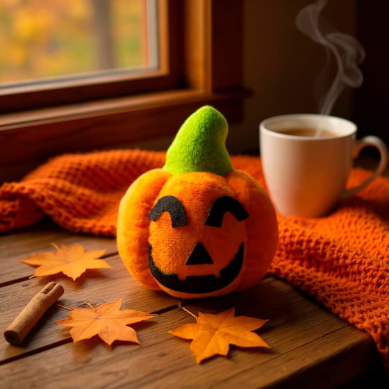 Mini Abóbora Pelúcia Laranja Decoração de Halloween