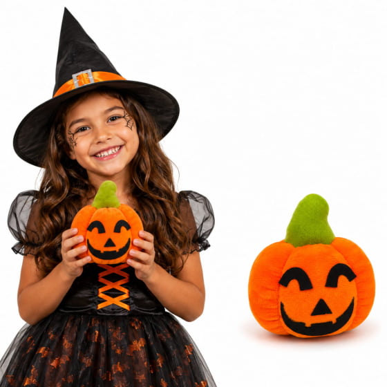 Mini Abóbora de Pelúcia Laranja para Halloween