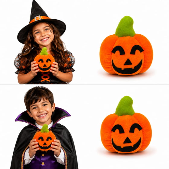 Mini Abóbora Pelúcia Laranja Decoração de Halloween Mini Abóbora Pelúcia Laranja Decoração de Halloween