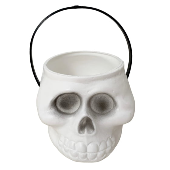 Mini Balde Decorativo Esqueleto Crânio Halloween