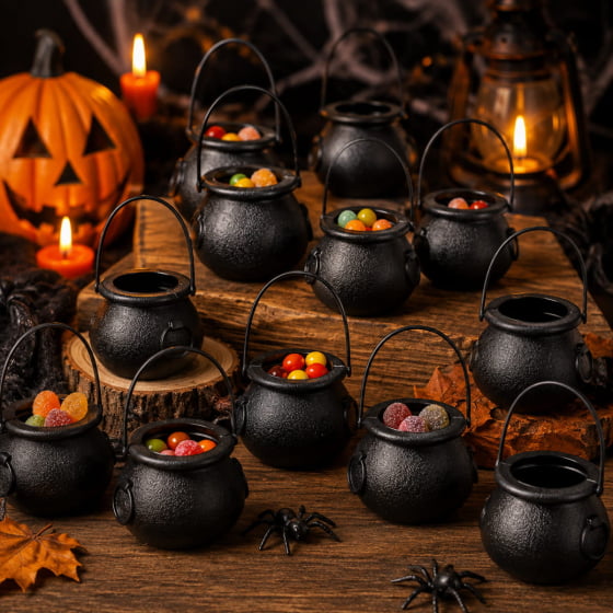 Mini Caldeirão de Bruxa Preto para Halloween