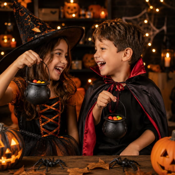 Mini Caldeirão de Bruxa Preto para Halloween