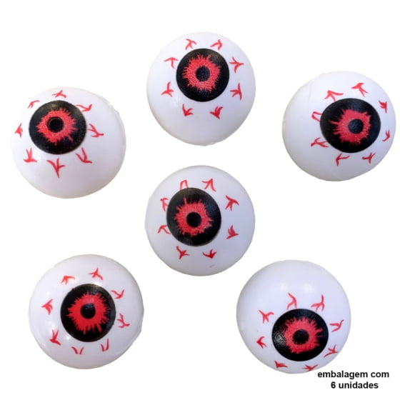 Mini Olhos Decoração de Halloween 6 Unidades