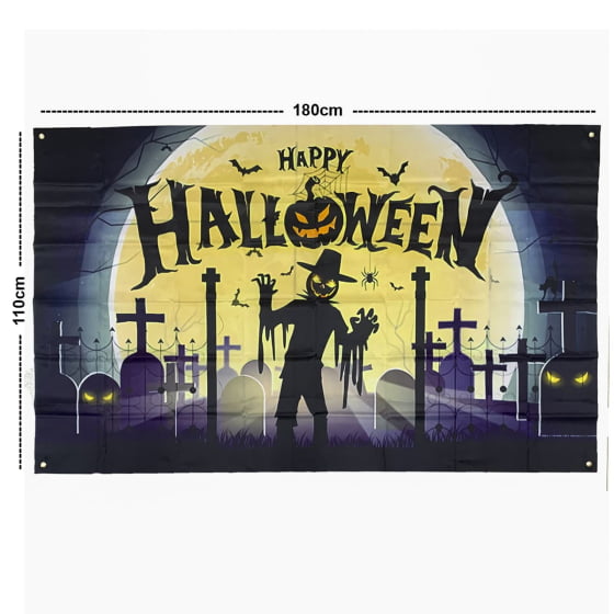 Painel Cenário Decorativo de Tecido Happy Halloween