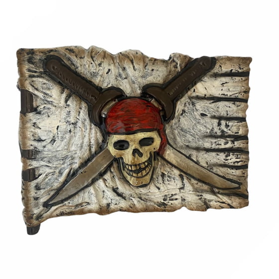 Placa Decorativa Bandeira de Pirata Caveira