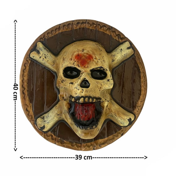 Placa Decorativa Caveira Pirata de Plástico