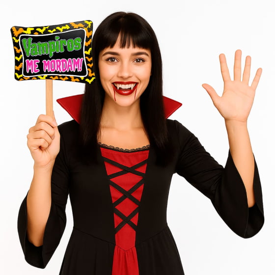 Plaquinha para Selfie Halloween Neon