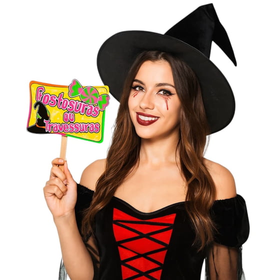 Plaquinha para Selfie Halloween Neon