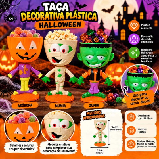 Taça Decorativa Plástica Halloween