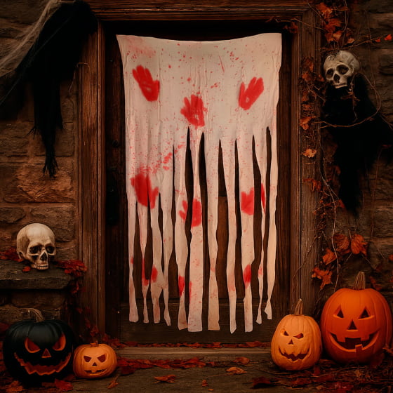 Tecido Sangrento Tipo Cortina Decorativa Decoração Halloween