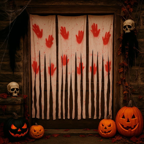 Tecido Sangrento Tipo Cortina Decorativa Decoração Halloween