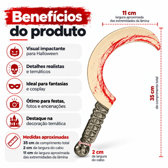 Foice de Plástico Pequena com Sangue Halloween