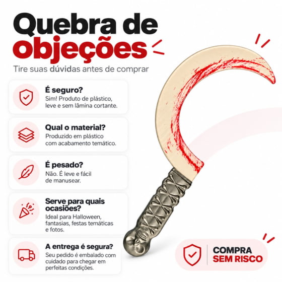 Foice de Plástico Pequena com Sangue Halloween