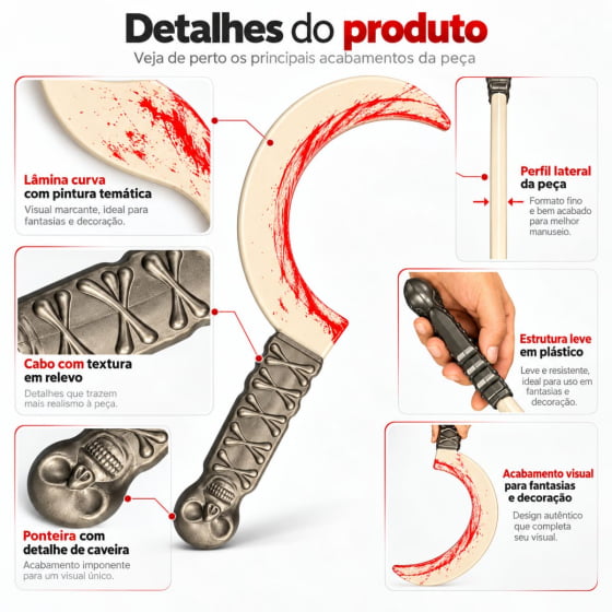 Foice de Plástico Pequena com Sangue Halloween