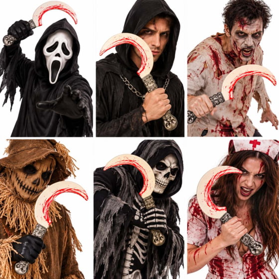 Foice de Plástico Pequena com Sangue Halloween