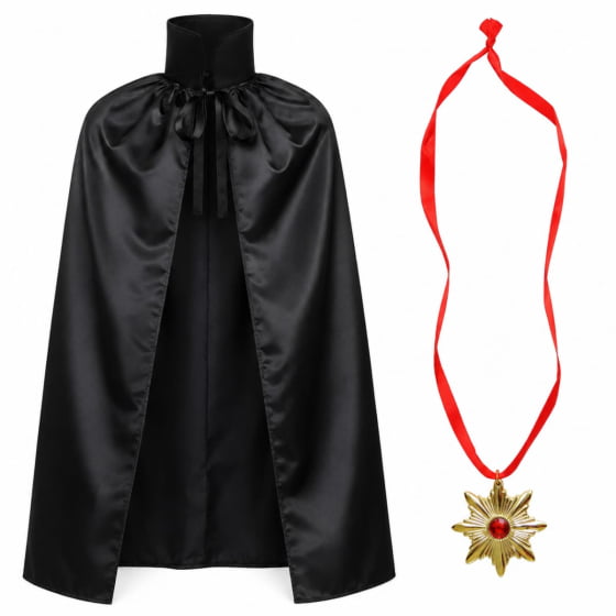 Kit Fantasia Drácula Infantil com Capa e Colar
