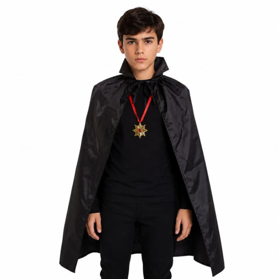 Kit Fantasia Drácula Infantil com Capa e Colar