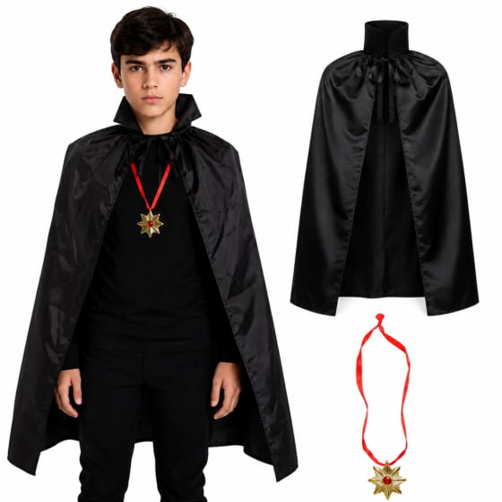 Kit Fantasia Drácula Infantil Festa Halloween 2pçs Cosplay