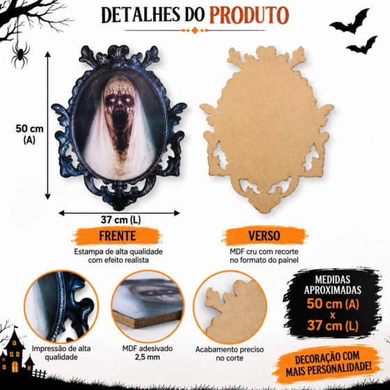 Painel em MDF Espelho de Bruxa para Halloween