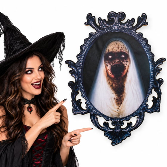 Painel em MDF Espelho de Bruxa para Halloween