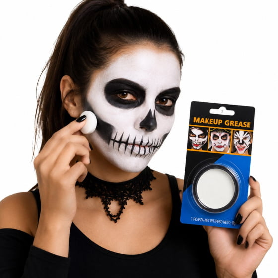 Maquiagem Base Branca Para Rosto Makeup Grease Halloween 8 gramas