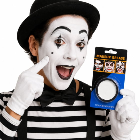 Maquiagem Base Branca Para Rosto Makeup Grease Halloween 8 gramas