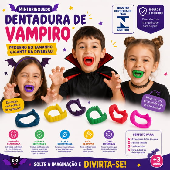 Dentadura de Vampiro Colorida - 12 unidades Dentadura de Vampiro Colorida - 12 unidades