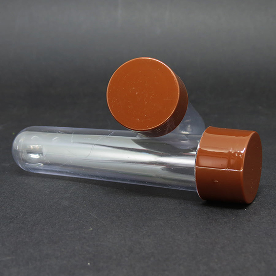 Tubete Transparente 13 cm Tampa Plástica Marrom - 10 unidades