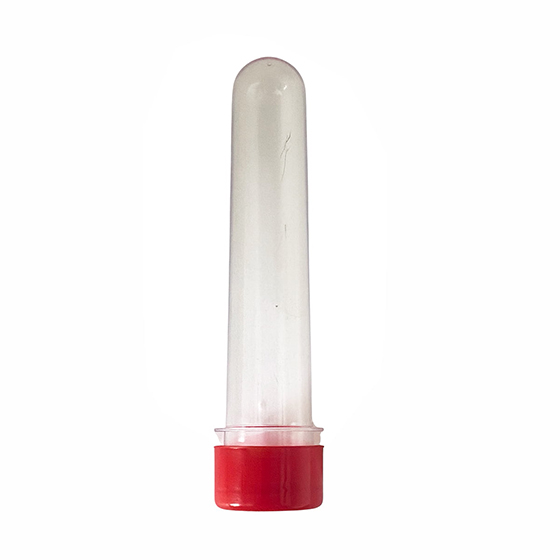 Tubete Transparente 13 cm Tampa Plástica Vermelha - 10 unidades
