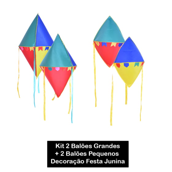 2 Balões Grandes + 2 Balões Pequenos Decoração Festa Junina